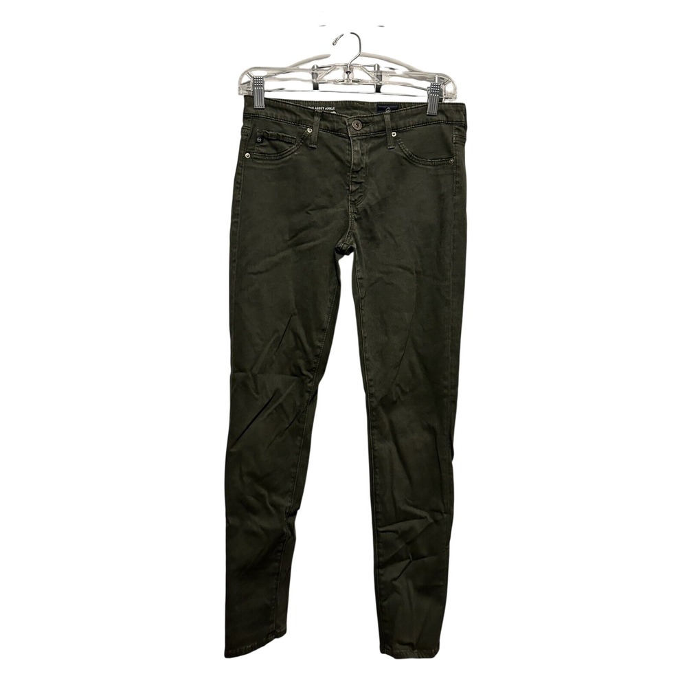 AG Adriano Goldschmied Womens 26 The Abbey Sateen Skinny Ankle Jeans Olive Green